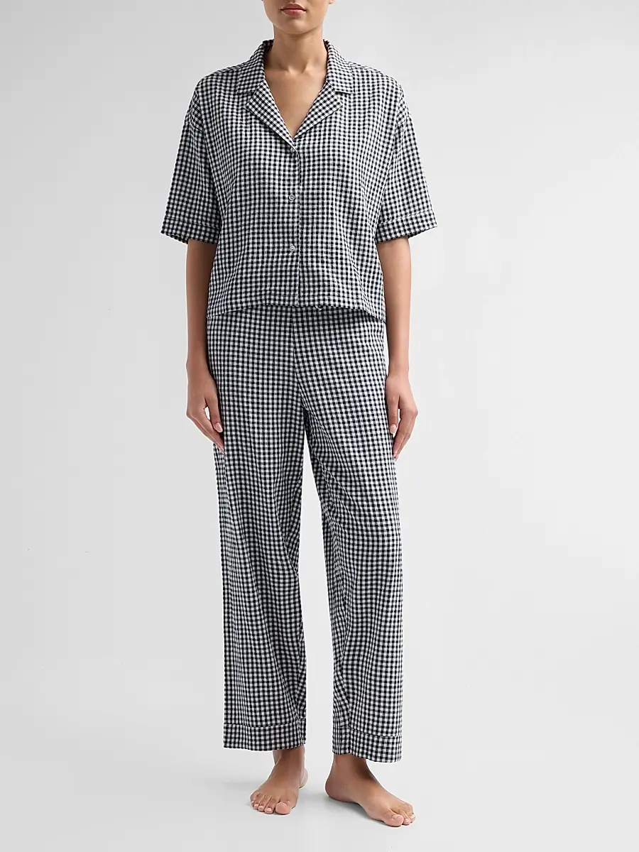 Papinelle Women's Gingham Seersucker Cotton-Blend Pajamas | Thumbnail 2 Papinelle Women's Gingham Seersucker Cotton-Blend Pajamas | Thumbnail 2