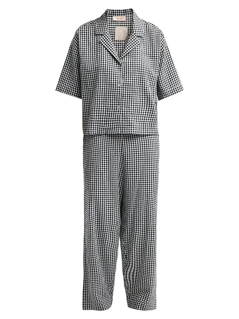 Papinelle Women's Gingham Seersucker Cotton-Blend Pajamas | Image 1 Papinelle Women's Gingham Seersucker Cotton-Blend Pajamas | Image 1