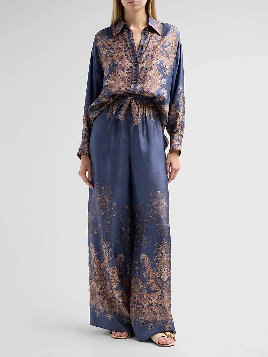 Zimmermann Women's Valiant Paisley Silk Track Pants | Thumbnail 2 Zimmermann Women's Valiant Paisley Silk Track Pants | Thumbnail 2