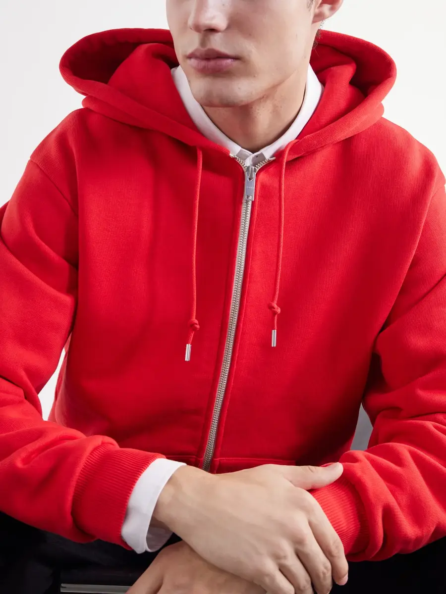 TOTEME Cotton-Fleece Zip-Up Hoodie - Men | Thumbnail 5 TOTEME Cotton-Fleece Zip-Up Hoodie - Men | Thumbnail 5