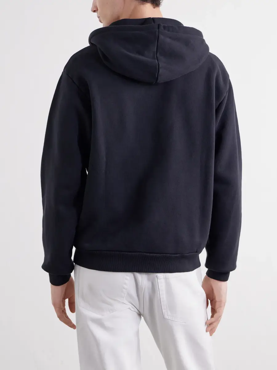 TOTEME Cotton-Fleece Zip-Up Hoodie - Men | Thumbnail 4 TOTEME Cotton-Fleece Zip-Up Hoodie - Men | Thumbnail 4