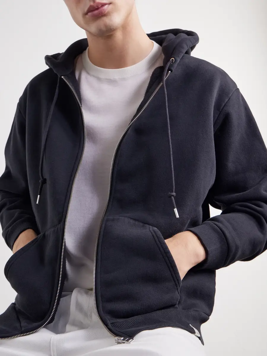 TOTEME Cotton-Fleece Zip-Up Hoodie - Men | Thumbnail 5 TOTEME Cotton-Fleece Zip-Up Hoodie - Men | Thumbnail 5