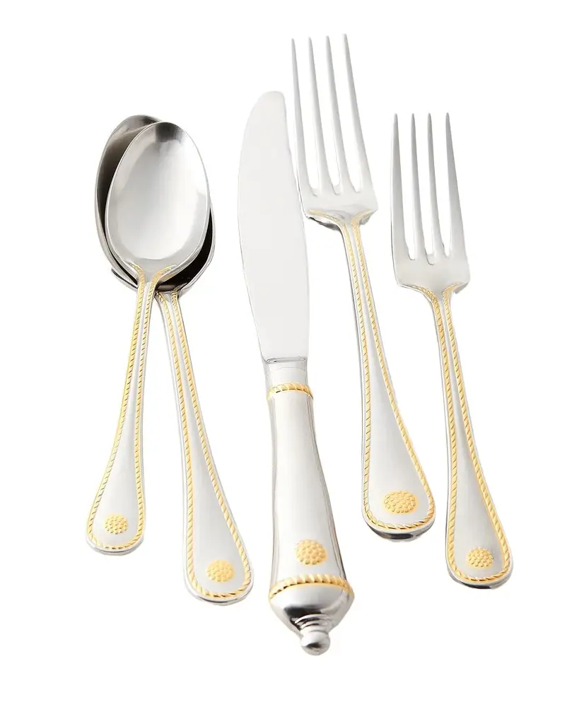 Juliska Berry & Thread 5-Piece Flatware Place Setting with 24K Gold Trim
