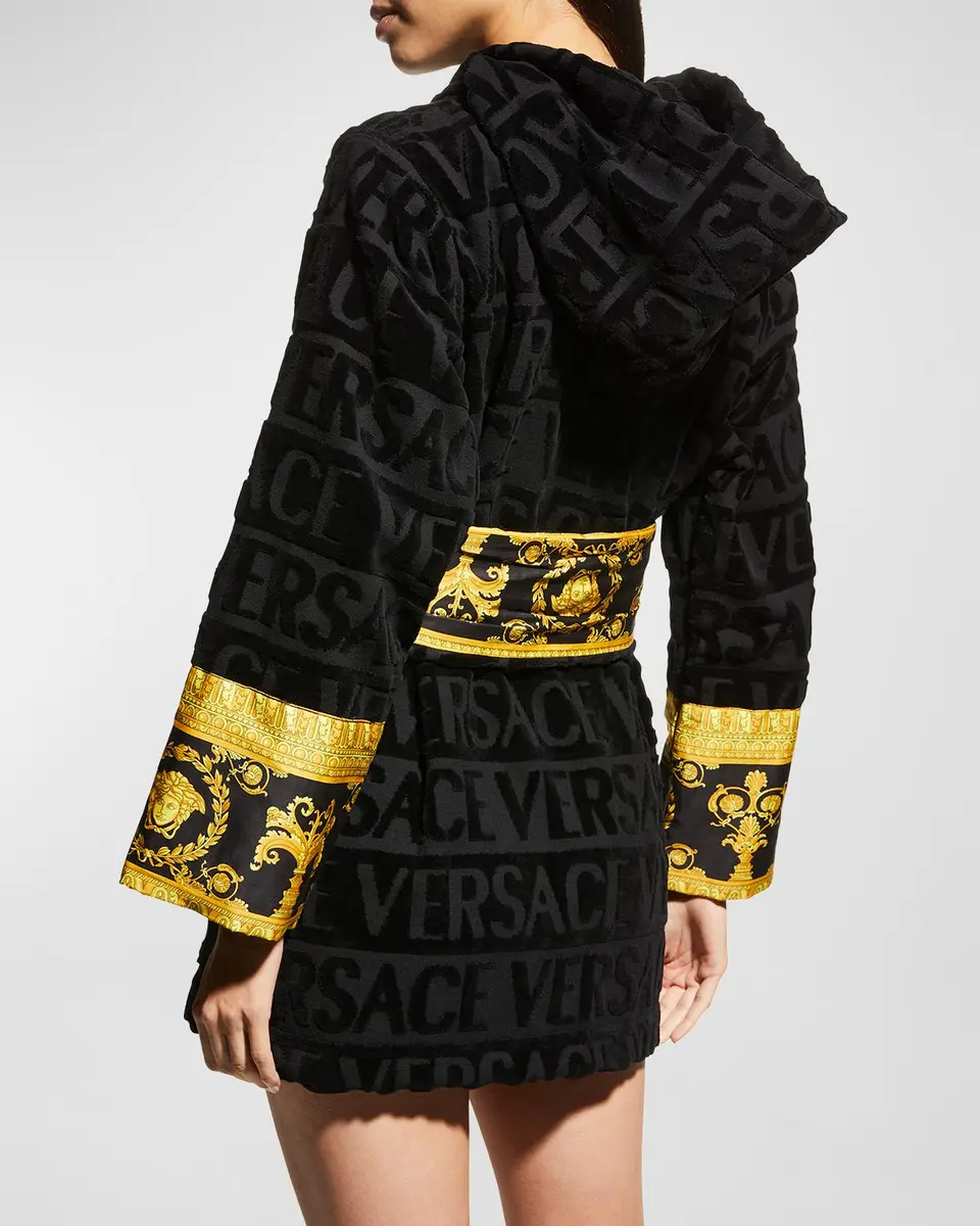 Versace I Heart Baroque Hooded Short Bathrobe | Thumbnail 4 Versace I Heart Baroque Hooded Short Bathrobe | Thumbnail 4