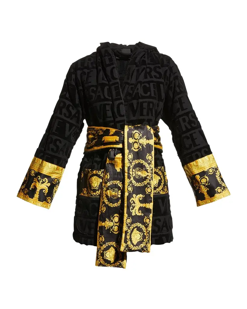 Versace I Heart Baroque Hooded Short Bathrobe | Image 1 Versace I Heart Baroque Hooded Short Bathrobe | Image 1