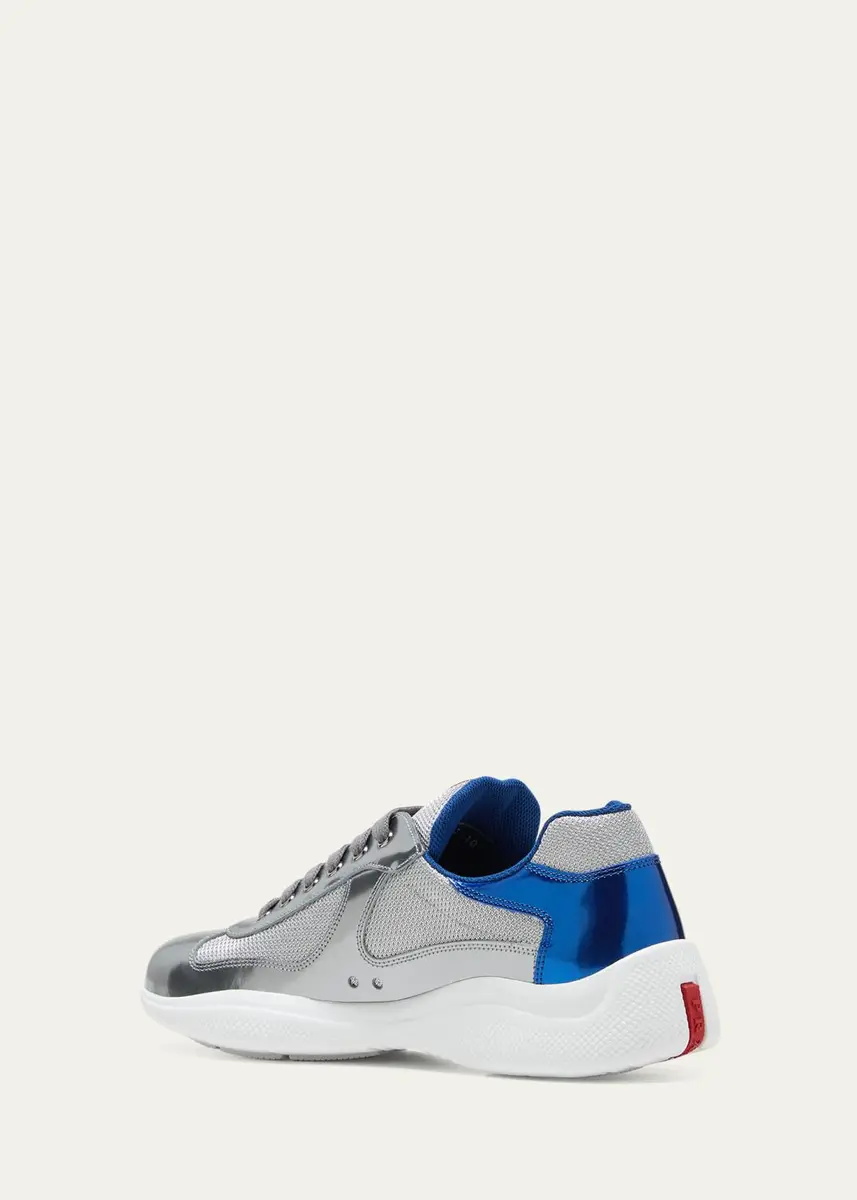 Prada Men's America's Cup Metallic Bike Sneakers | Thumbnail 2