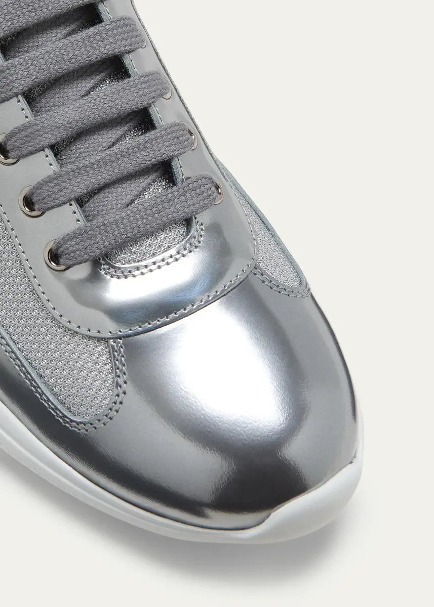 Prada Men's America's Cup Metallic Bike Sneakers | Thumbnail 3