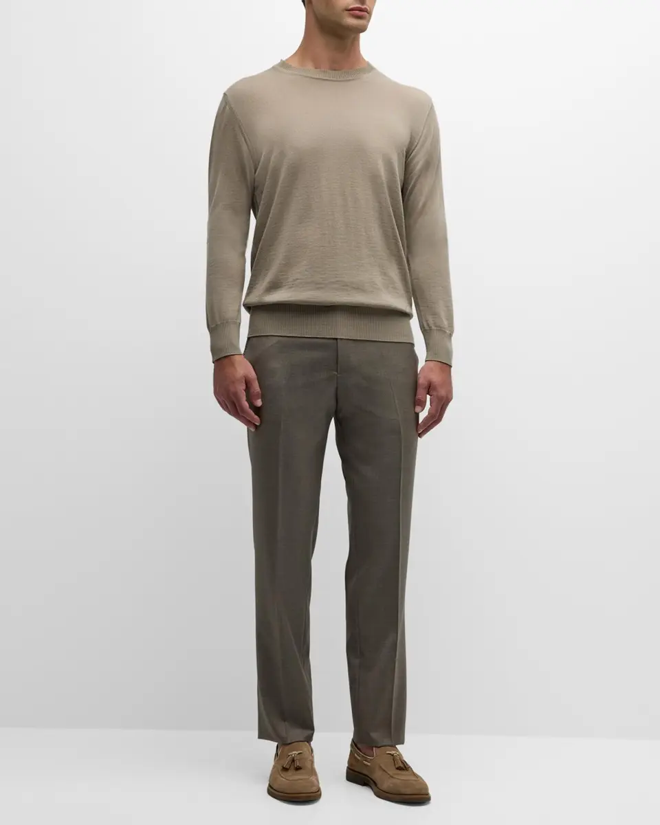 Giorgio Armani Men's Flat-Front Wool Trousers | Thumbnail 2 Giorgio Armani Men's Flat-Front Wool Trousers | Thumbnail 2