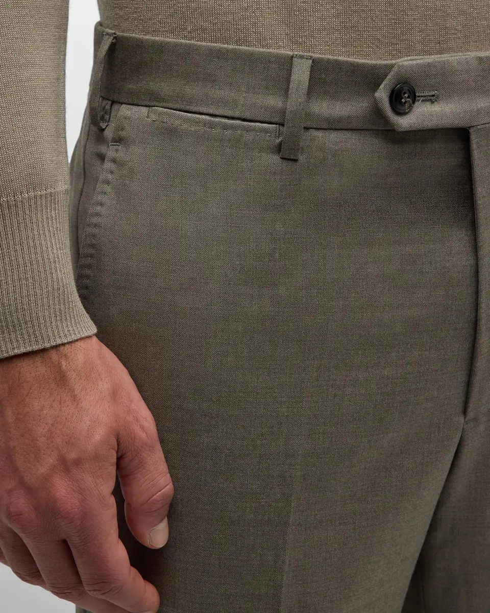 Giorgio Armani Men's Flat-Front Wool Trousers | Thumbnail 5 Giorgio Armani Men's Flat-Front Wool Trousers | Thumbnail 5