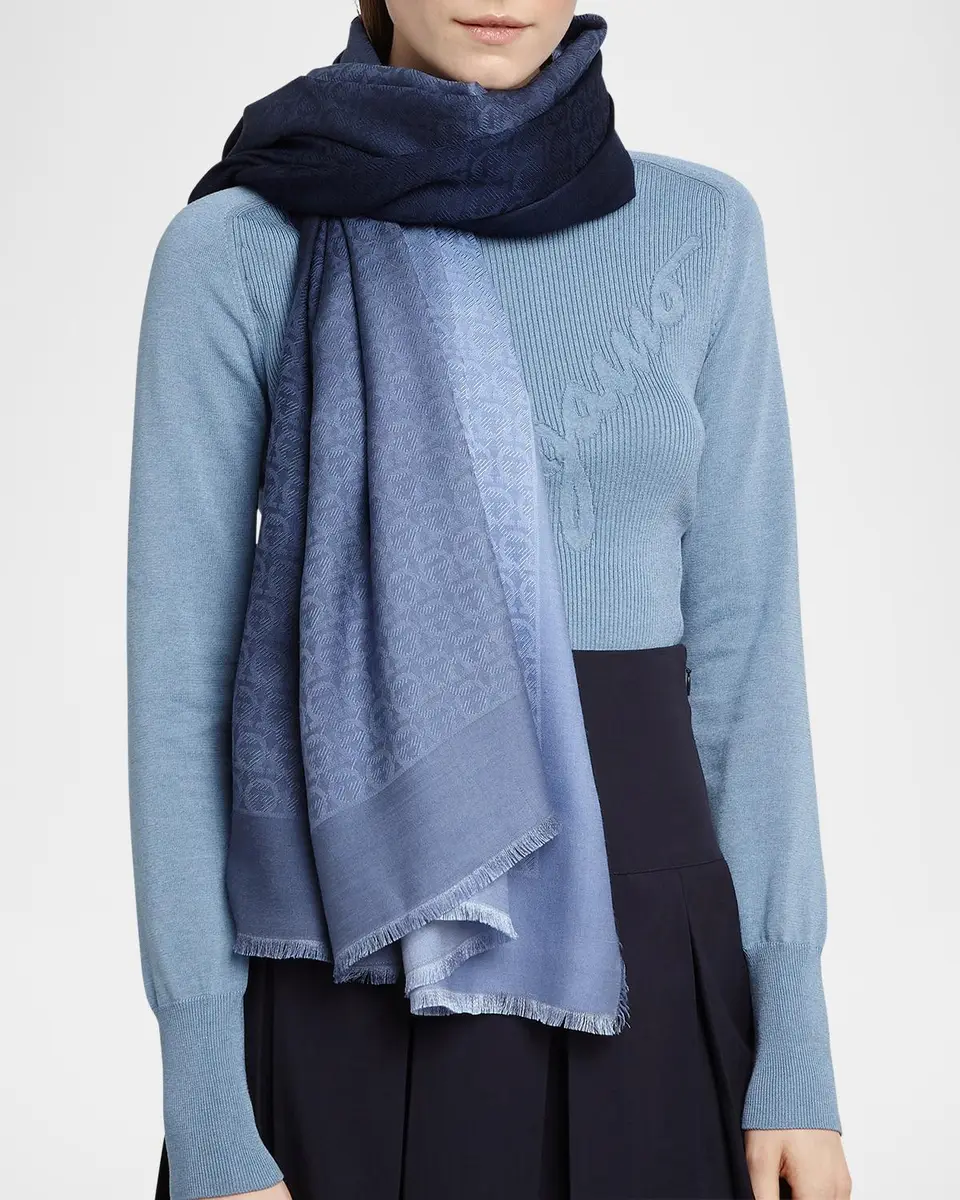 Ferragamo Gancini Degrade Silk Square Scarf | Thumbnail 2 Ferragamo Gancini Degrade Silk Square Scarf | Thumbnail 2