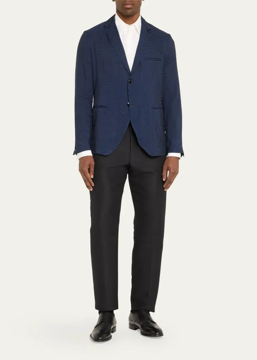 Giorgio Armani Men's Cupro Chevron Blazer | Thumbnail 2 Giorgio Armani Men's Cupro Chevron Blazer | Thumbnail 2