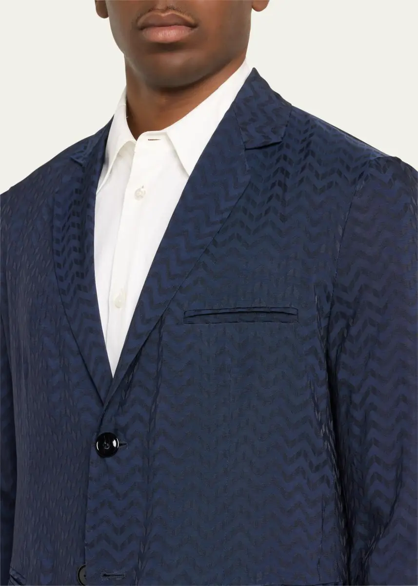 Giorgio Armani Men's Cupro Chevron Blazer | Thumbnail 5 Giorgio Armani Men's Cupro Chevron Blazer | Thumbnail 5