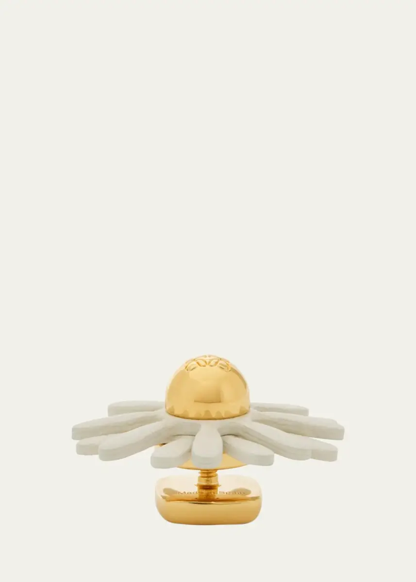 Loewe Flower Pin in Brass and Calfskin | Thumbnail 3