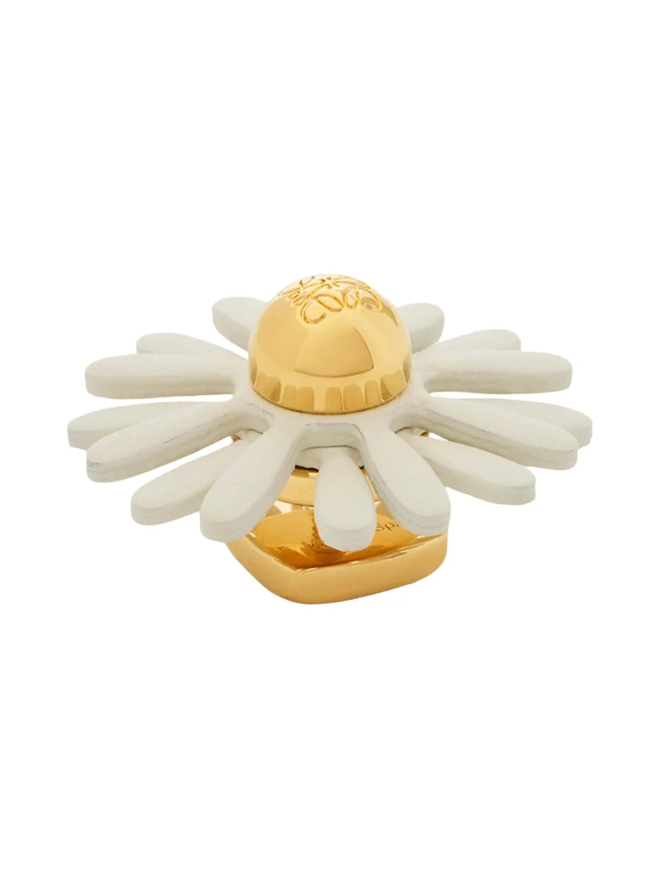 Loewe Flower Pin in Brass and Calfskin