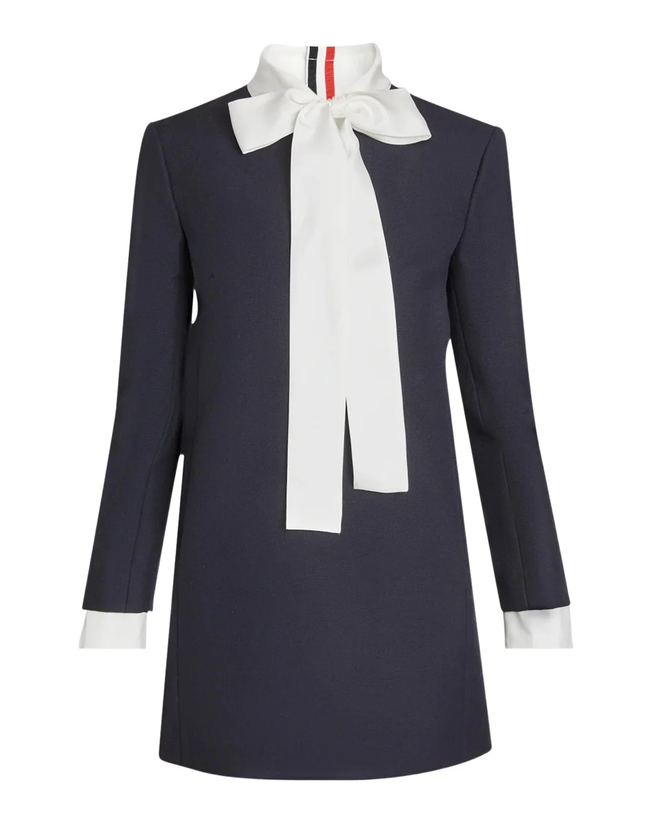 Thom Browne Tie-Neck Straight Shift Dress