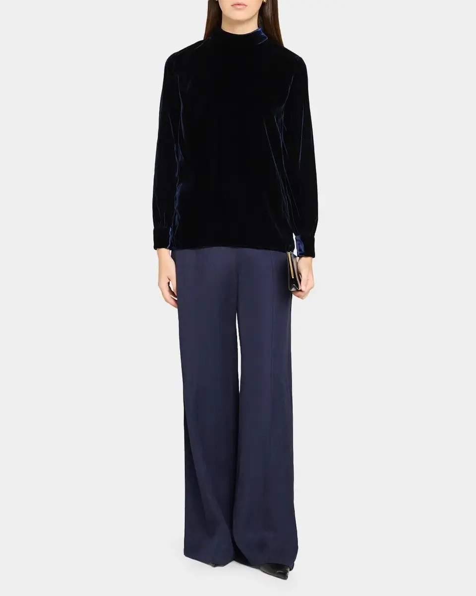 Giorgio Armani Mock-Neck Velvet Long-Sleeve Shirt | Thumbnail 2 Giorgio Armani Mock-Neck Velvet Long-Sleeve Shirt | Thumbnail 2
