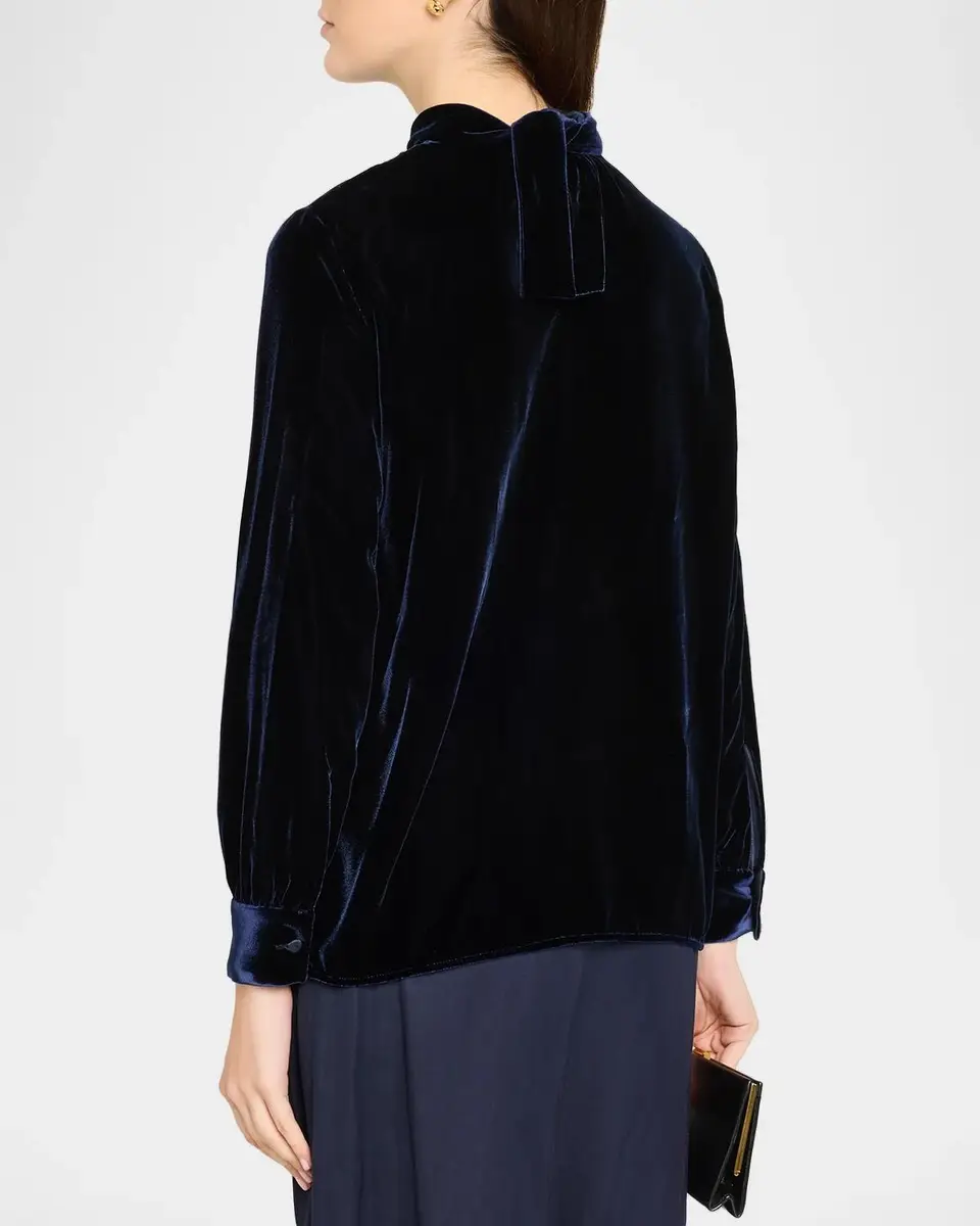Giorgio Armani Mock-Neck Velvet Long-Sleeve Shirt | Thumbnail 3 Giorgio Armani Mock-Neck Velvet Long-Sleeve Shirt | Thumbnail 3