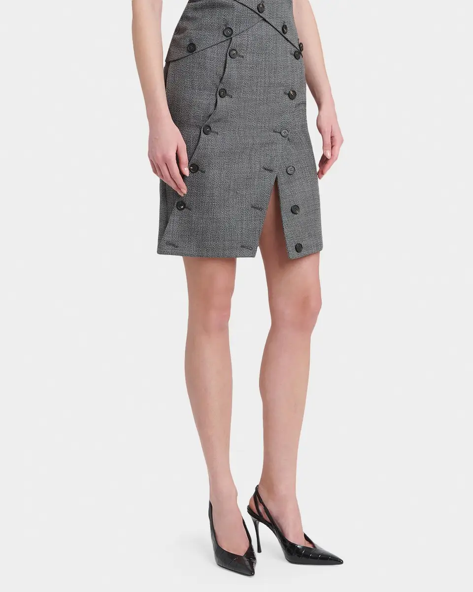 Ferragamo Double-Breasted Mouline Wool Mini Skirt | Thumbnail 4 Ferragamo Double-Breasted Mouline Wool Mini Skirt | Thumbnail 4
