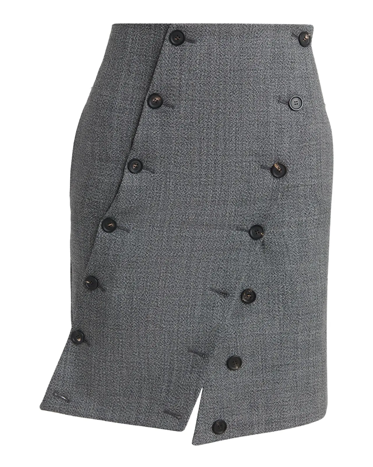 Double-Breasted Mouline Wool Mini Skirt