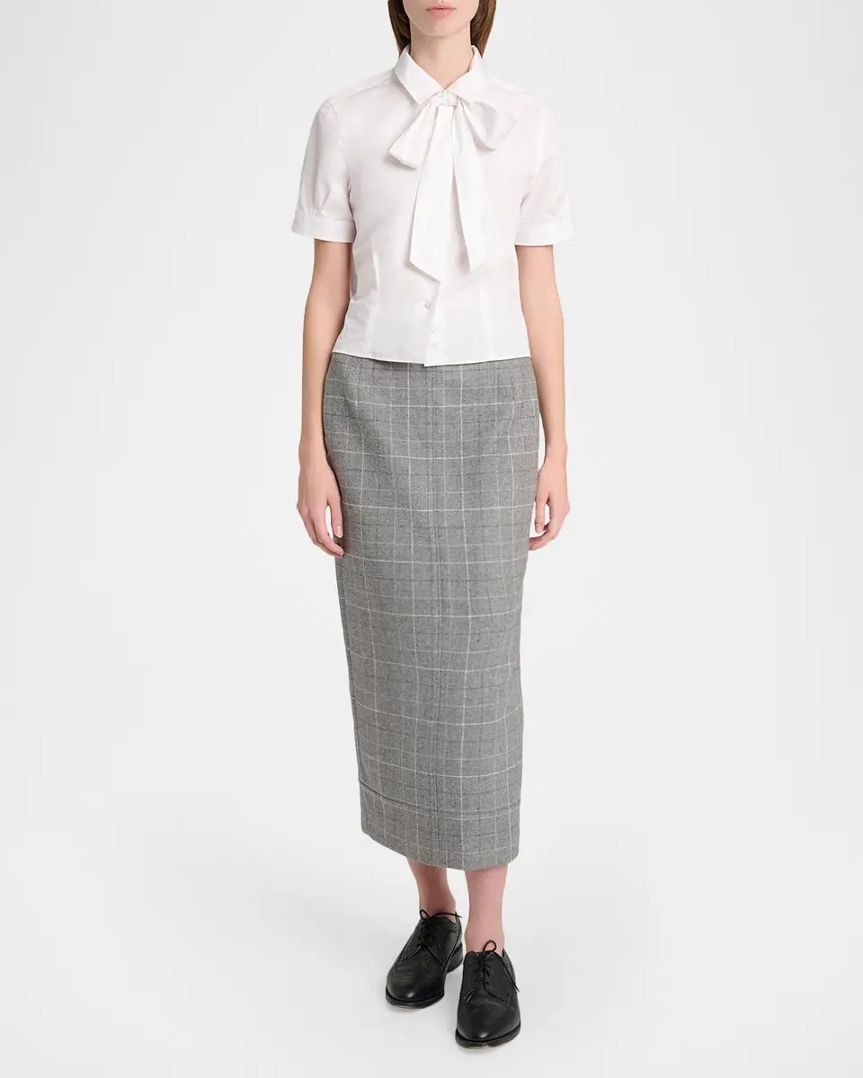 Thom Browne Windowpane Wool Tailored Midi Skirt | Thumbnail 2 Thom Browne Windowpane Wool Tailored Midi Skirt | Thumbnail 2