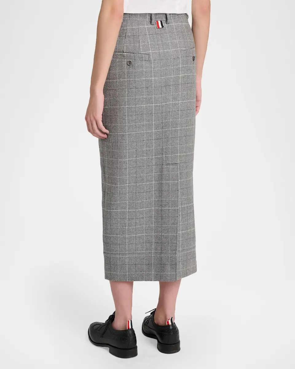 Thom Browne Windowpane Wool Tailored Midi Skirt | Thumbnail 3 Thom Browne Windowpane Wool Tailored Midi Skirt | Thumbnail 3