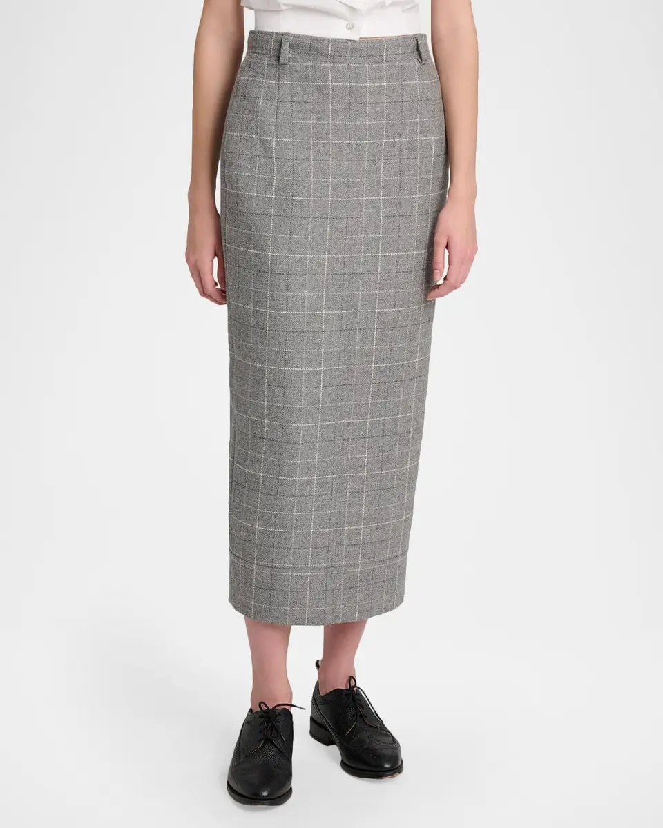 Thom Browne Windowpane Wool Tailored Midi Skirt | Thumbnail 4 Thom Browne Windowpane Wool Tailored Midi Skirt | Thumbnail 4