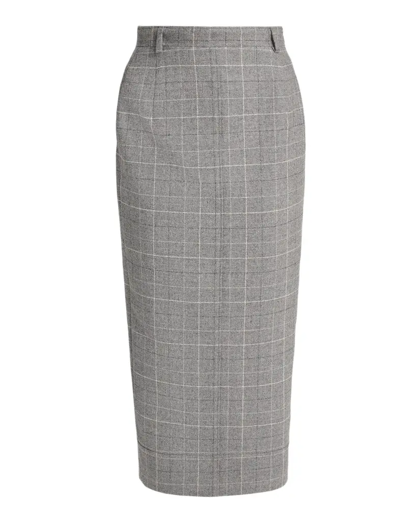 Thom Browne Windowpane Wool Tailored Midi Skirt | Image 1 Thom Browne Windowpane Wool Tailored Midi Skirt | Image 1