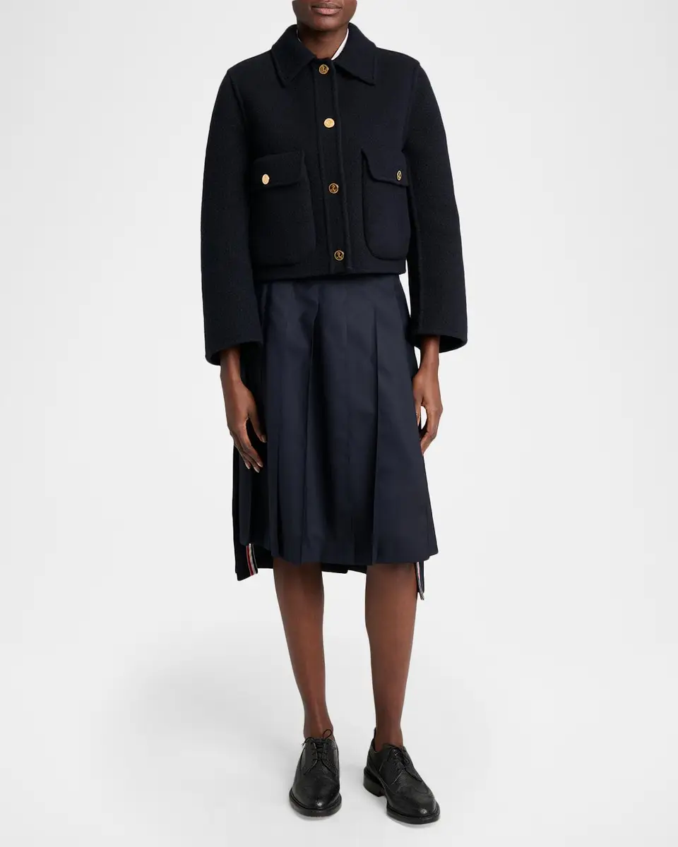 Thom Browne Brushed Wool Single-Breasted Jacket | Thumbnail 2 Thom Browne Brushed Wool Single-Breasted Jacket | Thumbnail 2