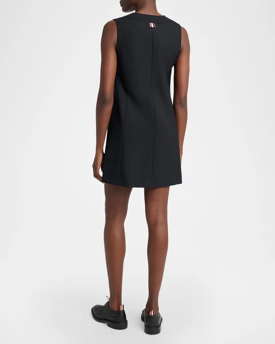Thom Browne Surplice V-Neck Wool Shift Minidress | Thumbnail 3 Thom Browne Surplice V-Neck Wool Shift Minidress | Thumbnail 3