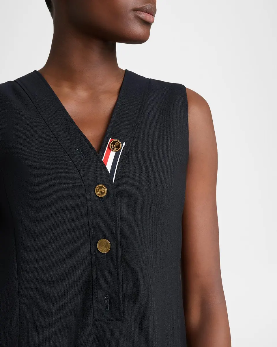 Thom Browne Surplice V-Neck Wool Shift Minidress | Thumbnail 5 Thom Browne Surplice V-Neck Wool Shift Minidress | Thumbnail 5