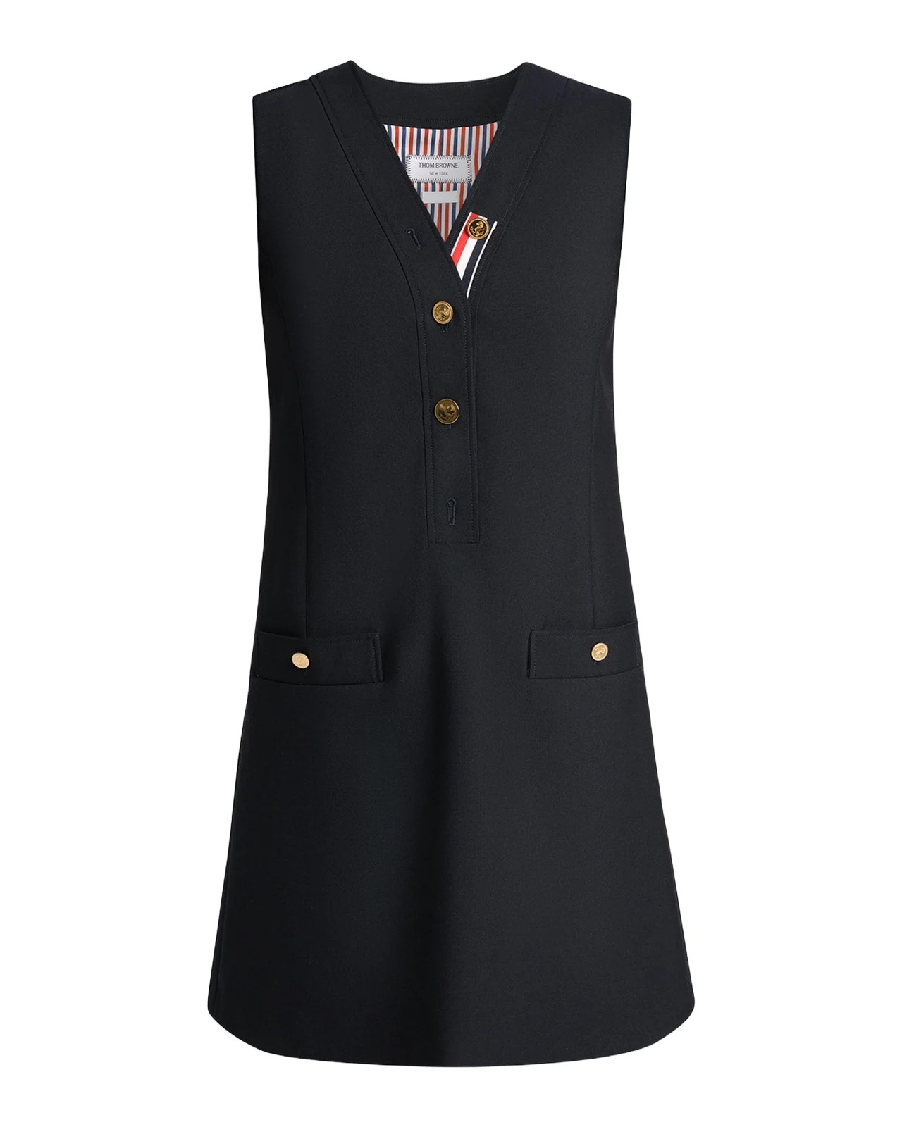 Surplice V-Neck Wool Shift Minidress