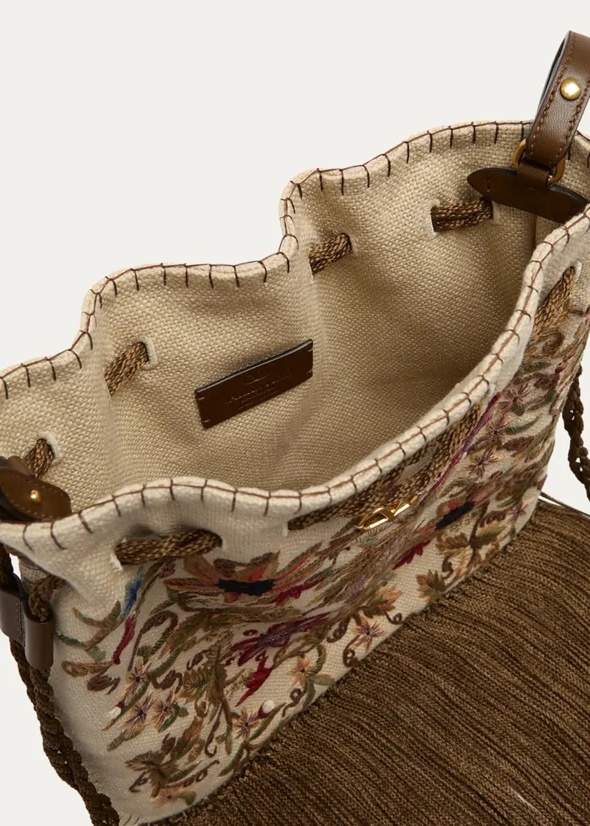 Valentino Garavani Fringed Floral-Embroidered Pouch Shoulder bag | Thumbnail 2 Valentino Garavani Fringed Floral-Embroidered Pouch Shoulder bag | Thumbnail 2