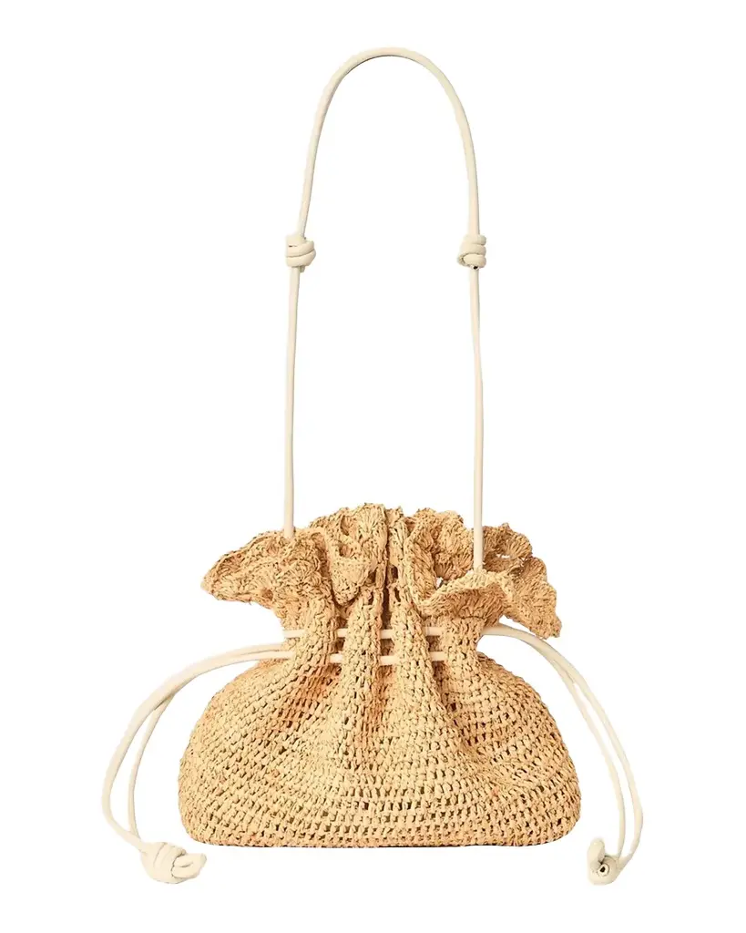 BTB Los Angeles Marcela Raffia Drawstring Bucket Bag | Image 1 BTB Los Angeles Marcela Raffia Drawstring Bucket Bag | Image 1