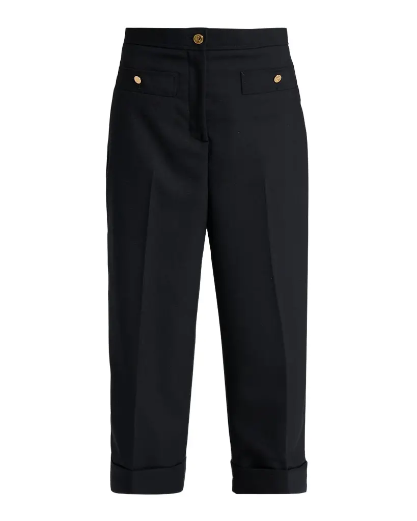 Thom Browne Wool Cardigan-Style Pocket Trousers | Image 1 Thom Browne Wool Cardigan-Style Pocket Trousers | Image 1
