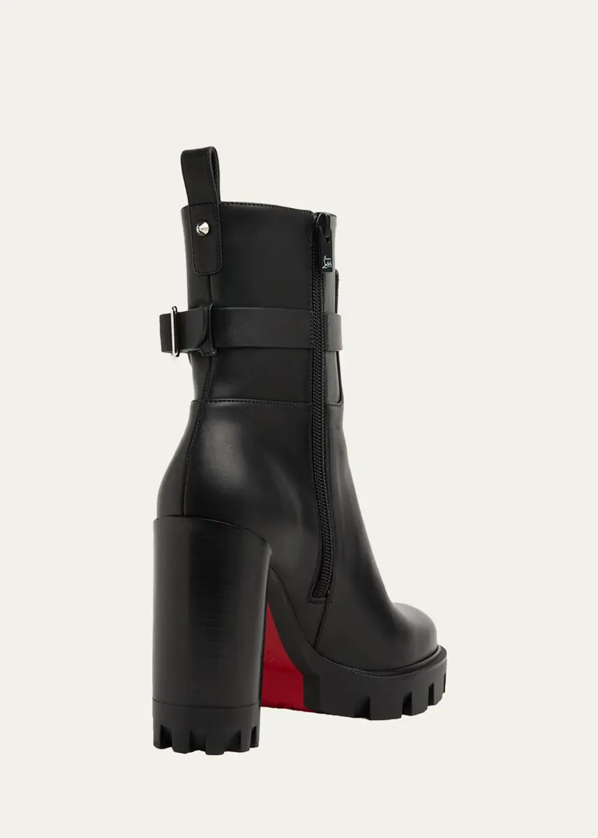 Christian Louboutin 100mm Dianouchett Leather Red Lug Sole Ankle Boots | Thumbnail 2