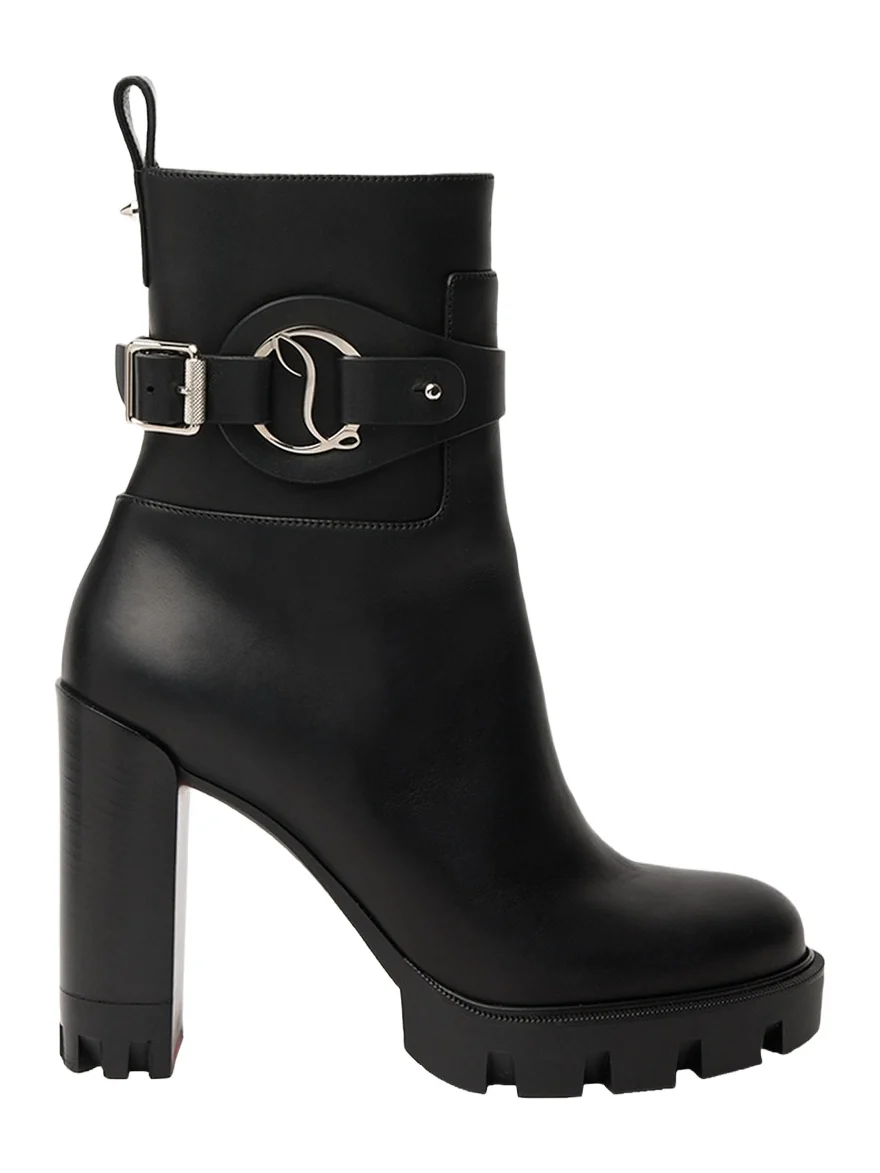 Christian Louboutin 100mm Dianouchett Leather Red Lug Sole Ankle Boots