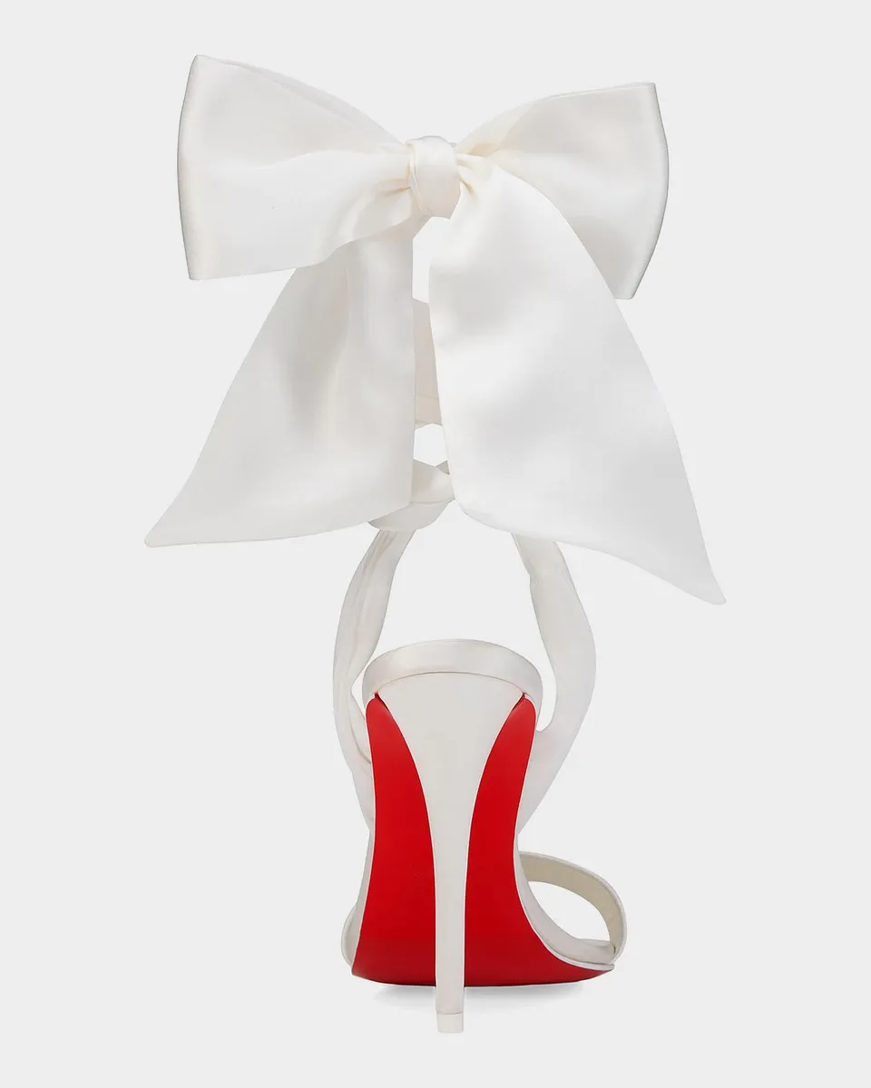 Christian Louboutin 100mm Miss Z Satin Ankle-Wrap Sandals | Thumbnail 2