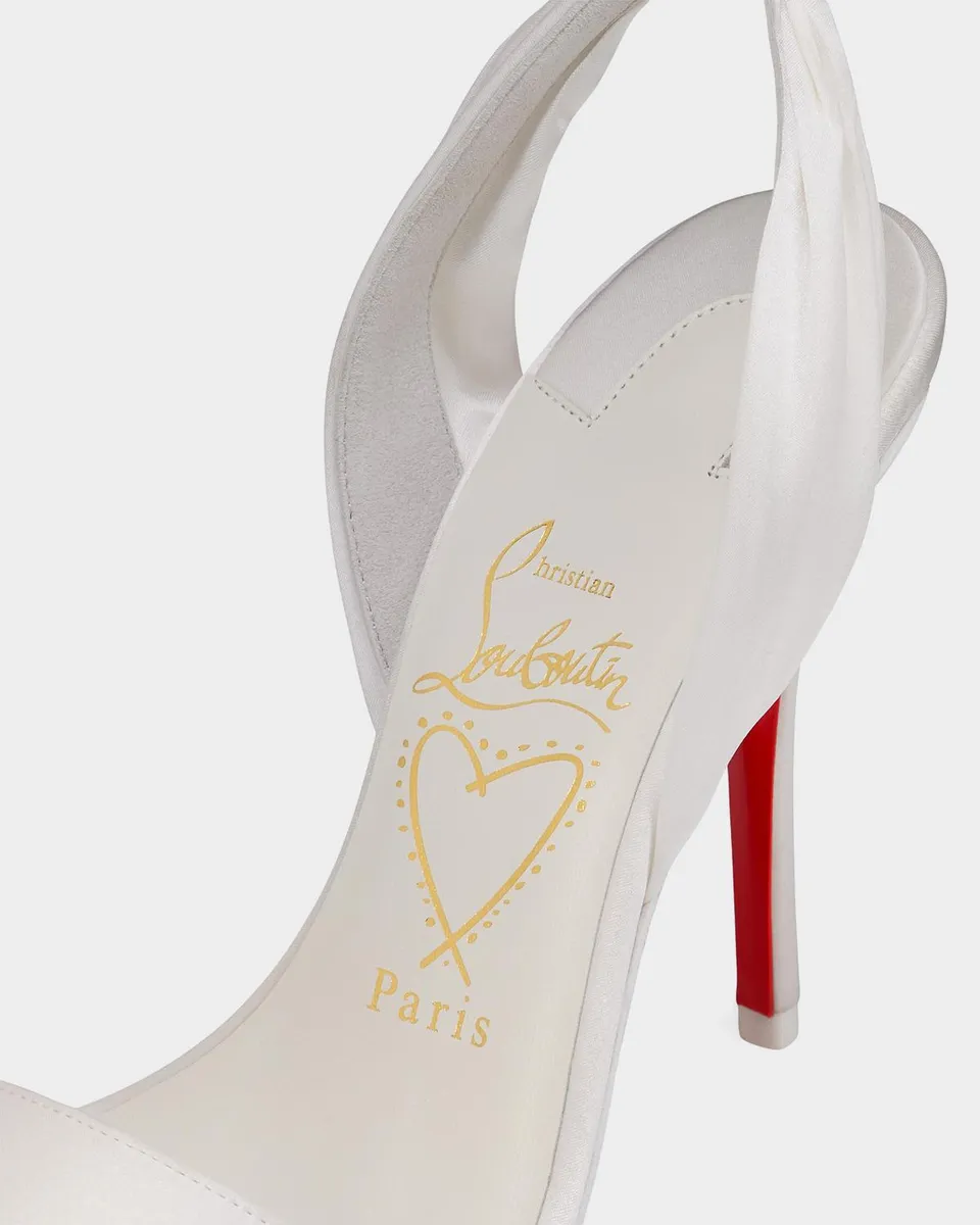 Christian Louboutin 100mm Miss Z Satin Ankle-Wrap Sandals | Thumbnail 3