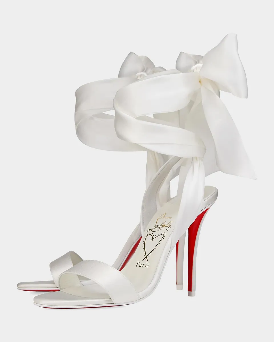 Christian Louboutin 100mm Miss Z Satin Ankle-Wrap Sandals | Thumbnail 4