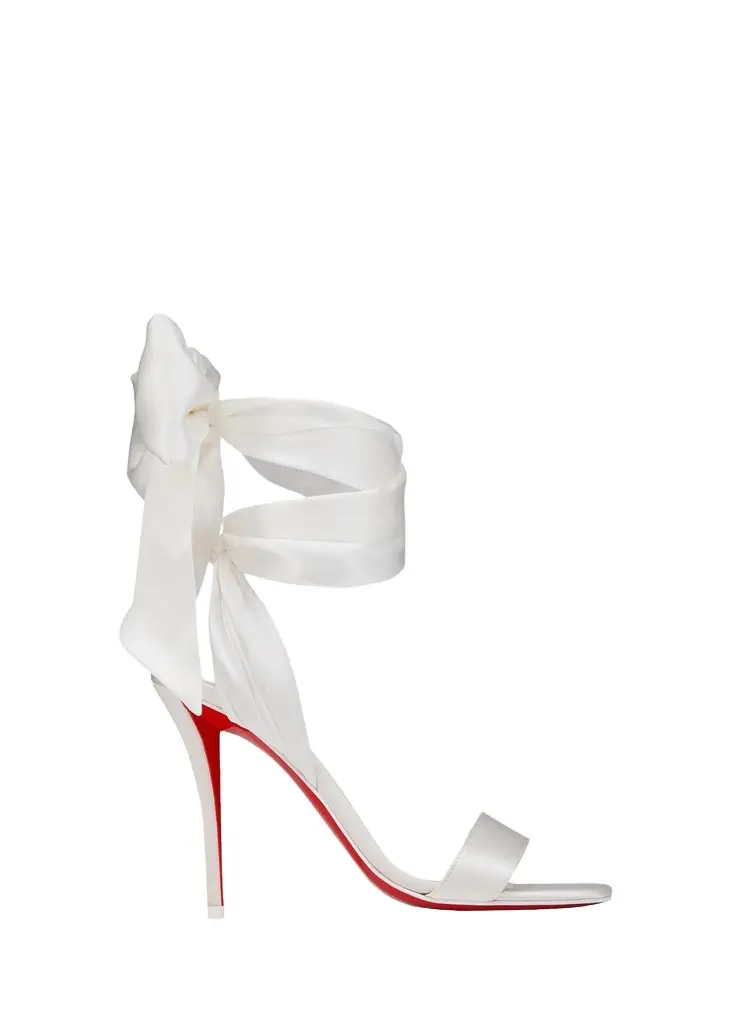 Christian Louboutin 100mm Miss Z Satin Ankle-Wrap Sandals | Image 1 Christian Louboutin 100mm Miss Z Satin Ankle-Wrap Sandals | Image 1