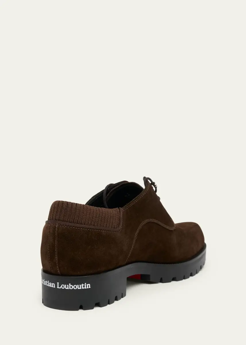 Christian Louboutin Men's Cavafield Leather Lug-Sole Derby Shoes | Thumbnail 2