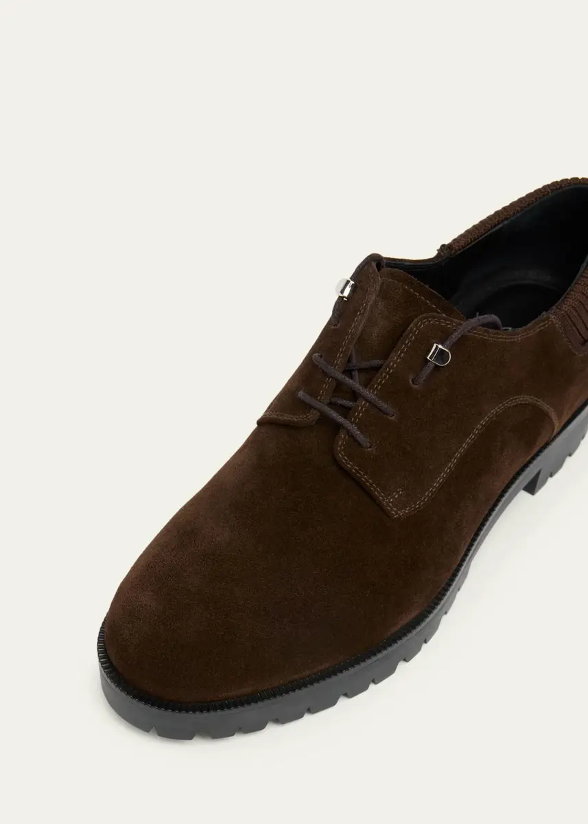 Christian Louboutin Men's Cavafield Leather Lug-Sole Derby Shoes | Thumbnail 3