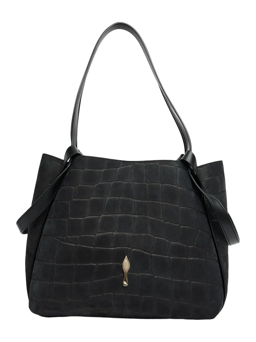 Bettina Small Croc-Embossed Suede Tote Bag