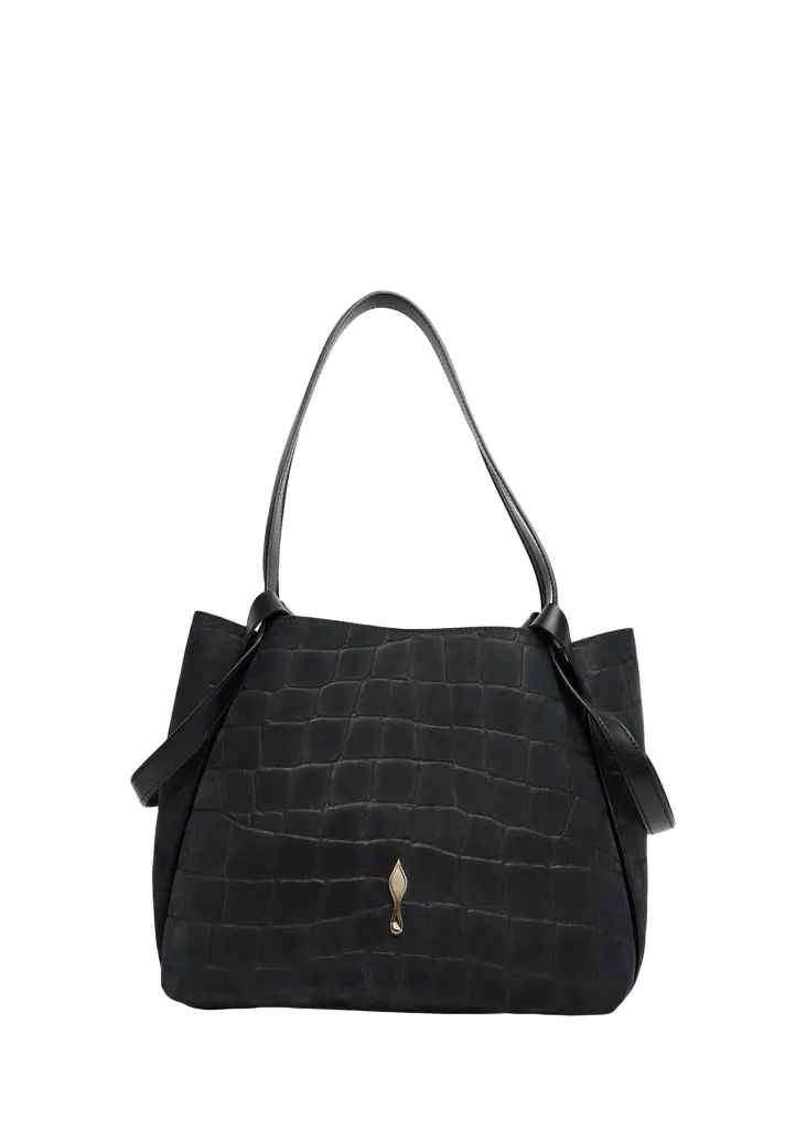 Christian Louboutin Bettina Small Croc-Embossed Suede Tote Bag | Image 1 Christian Louboutin Bettina Small Croc-Embossed Suede Tote Bag | Image 1