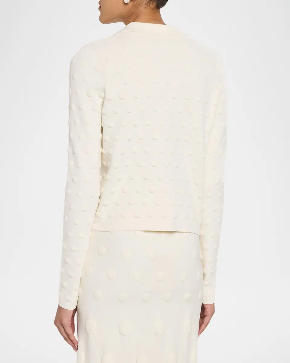 Lela Rose Pucker Dot Knit Collared Cardigan | Thumbnail 3 Lela Rose Pucker Dot Knit Collared Cardigan | Thumbnail 3