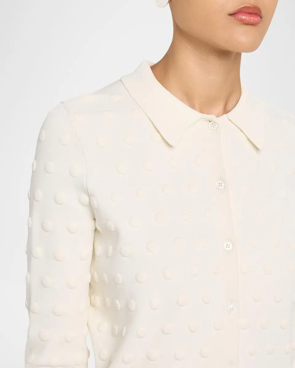 Lela Rose Pucker Dot Knit Collared Cardigan | Thumbnail 5 Lela Rose Pucker Dot Knit Collared Cardigan | Thumbnail 5
