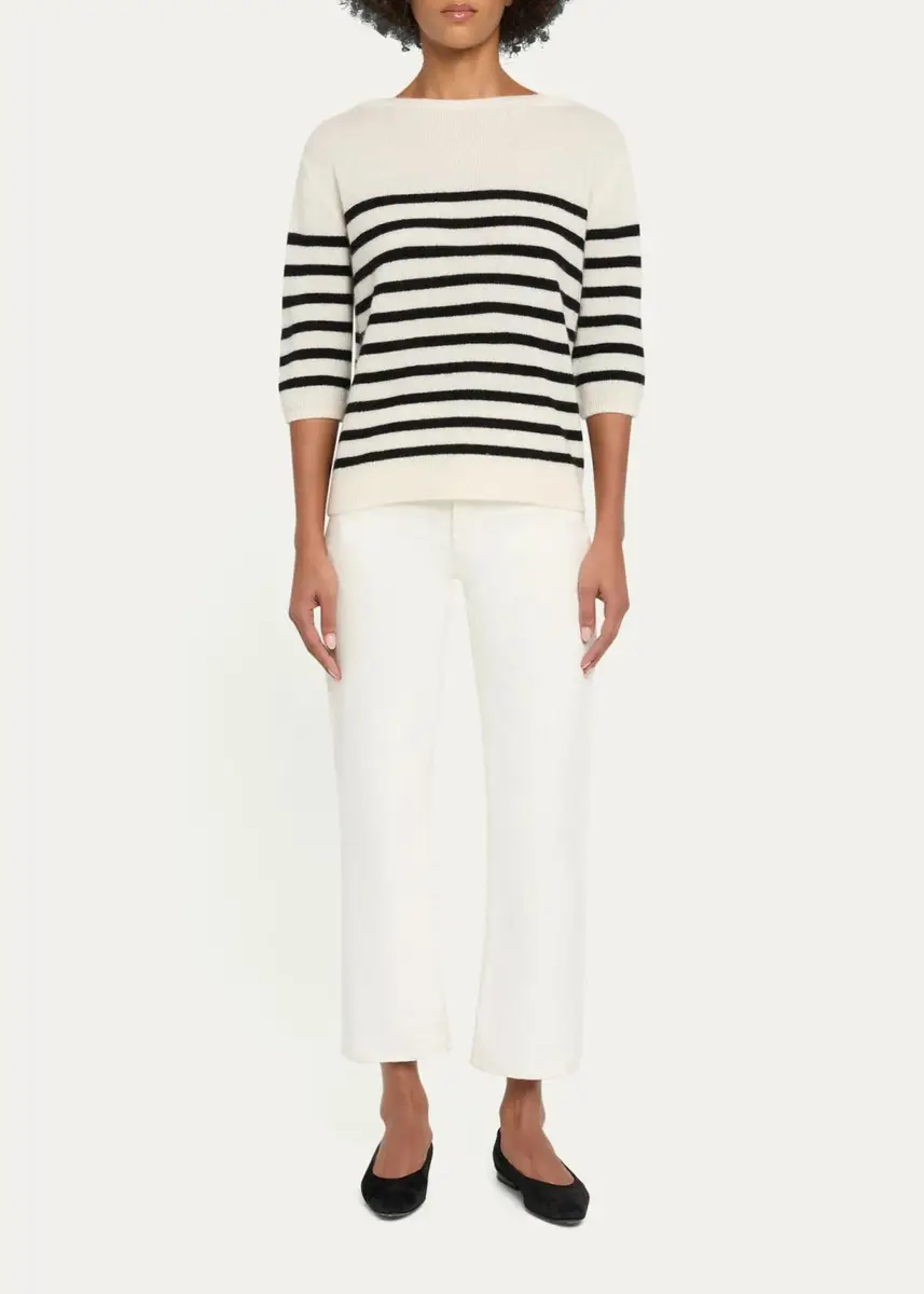 MAJESTIC FILATURES Merino Extrafine Striped Crewneck Sweater | Thumbnail 2