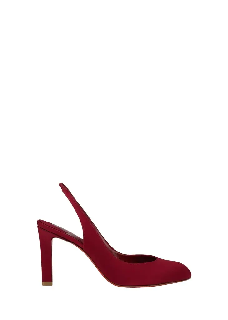 Christian Louboutin 85mm Fanny Love Satin Slingback Pumps | Image 1 Christian Louboutin 85mm Fanny Love Satin Slingback Pumps | Image 1