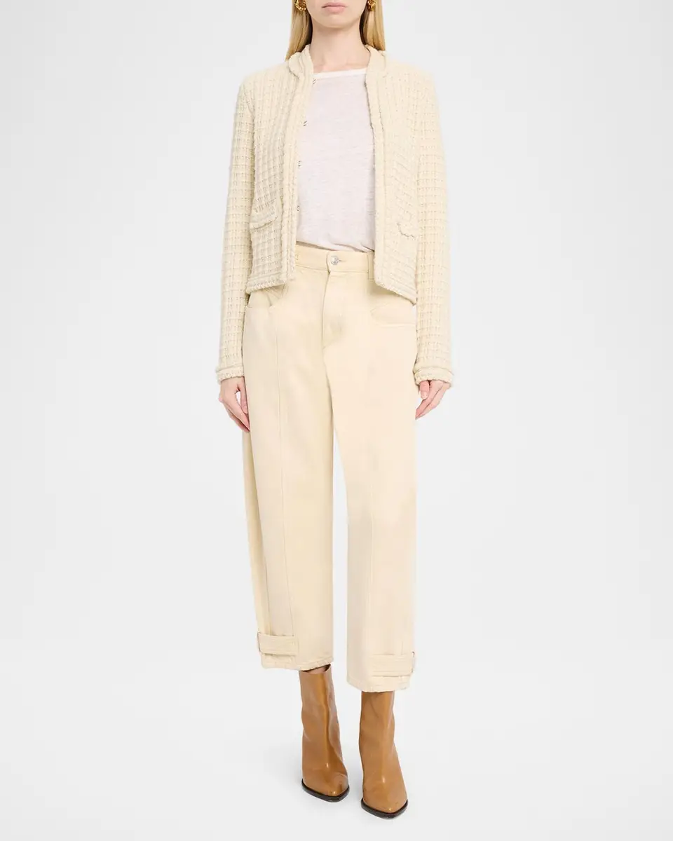 Isabel Marant Hortense Windowpane Knit Collarless Jacket | Thumbnail 2 Isabel Marant Hortense Windowpane Knit Collarless Jacket | Thumbnail 2