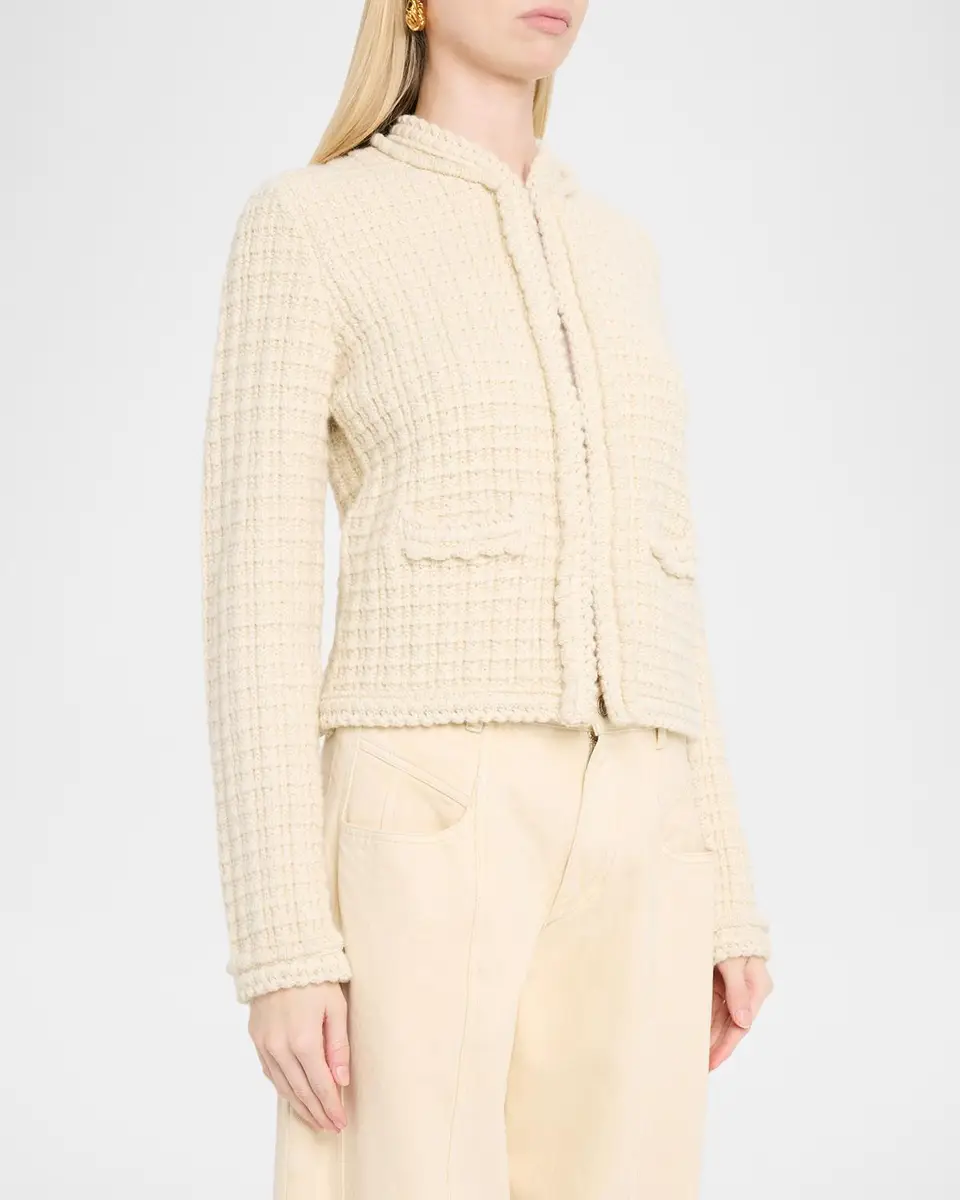 Isabel Marant Hortense Windowpane Knit Collarless Jacket | Thumbnail 4 Isabel Marant Hortense Windowpane Knit Collarless Jacket | Thumbnail 4